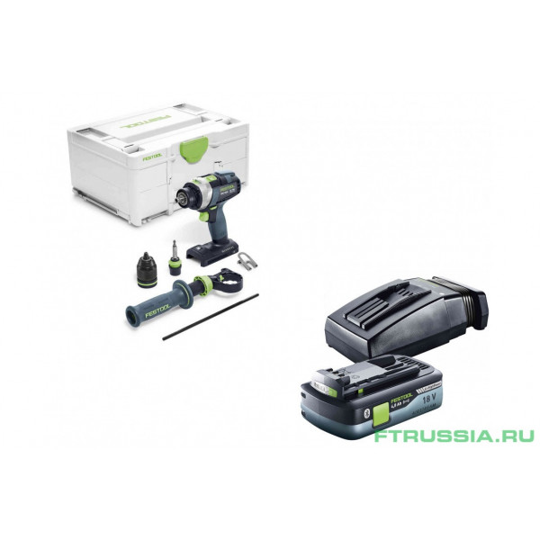 Дрель-шуруповерт ударная аккумуляторная FESTOOL QUADRIVE TPC 18/4 I-Basic + аккумулятор BP 18 Li 4,0 ASI и зарядное устройство TCL 6